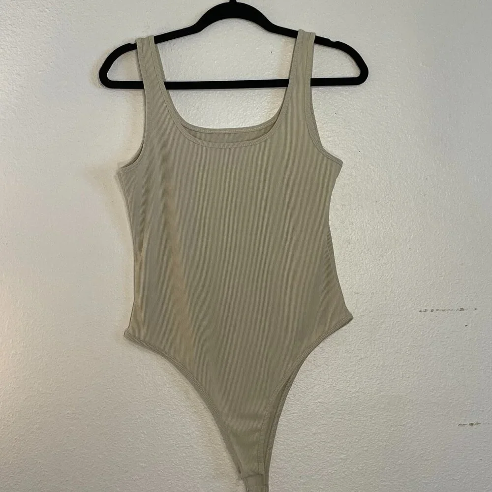 Neutral Ribbed Bodysuit – Tan/Cream - Picture 1 of 5